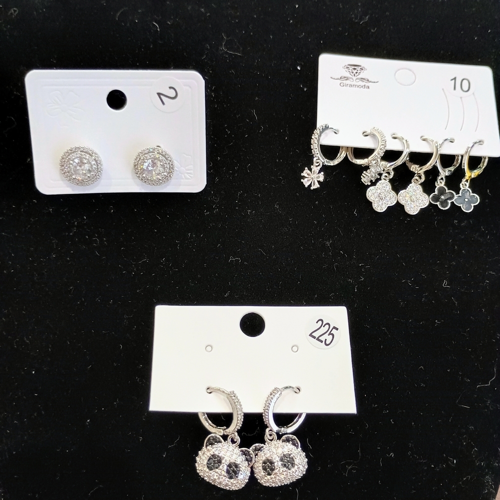 5 Stunning Pairs Of Silver Earrings Set